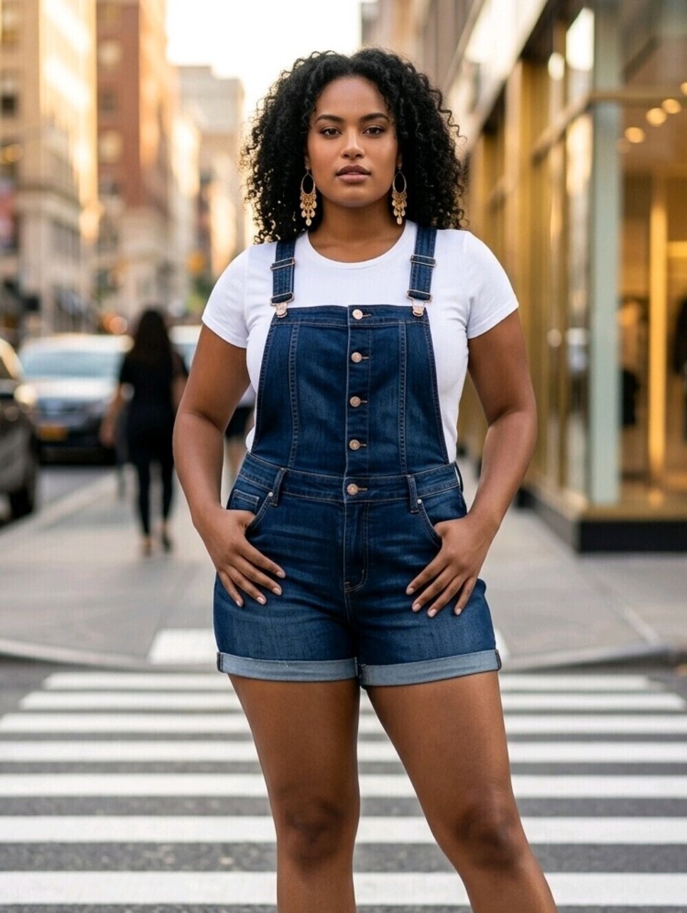 NWOT Celebrity Pink denim overalls shorts Sz L metal buttons, 5-pocket style